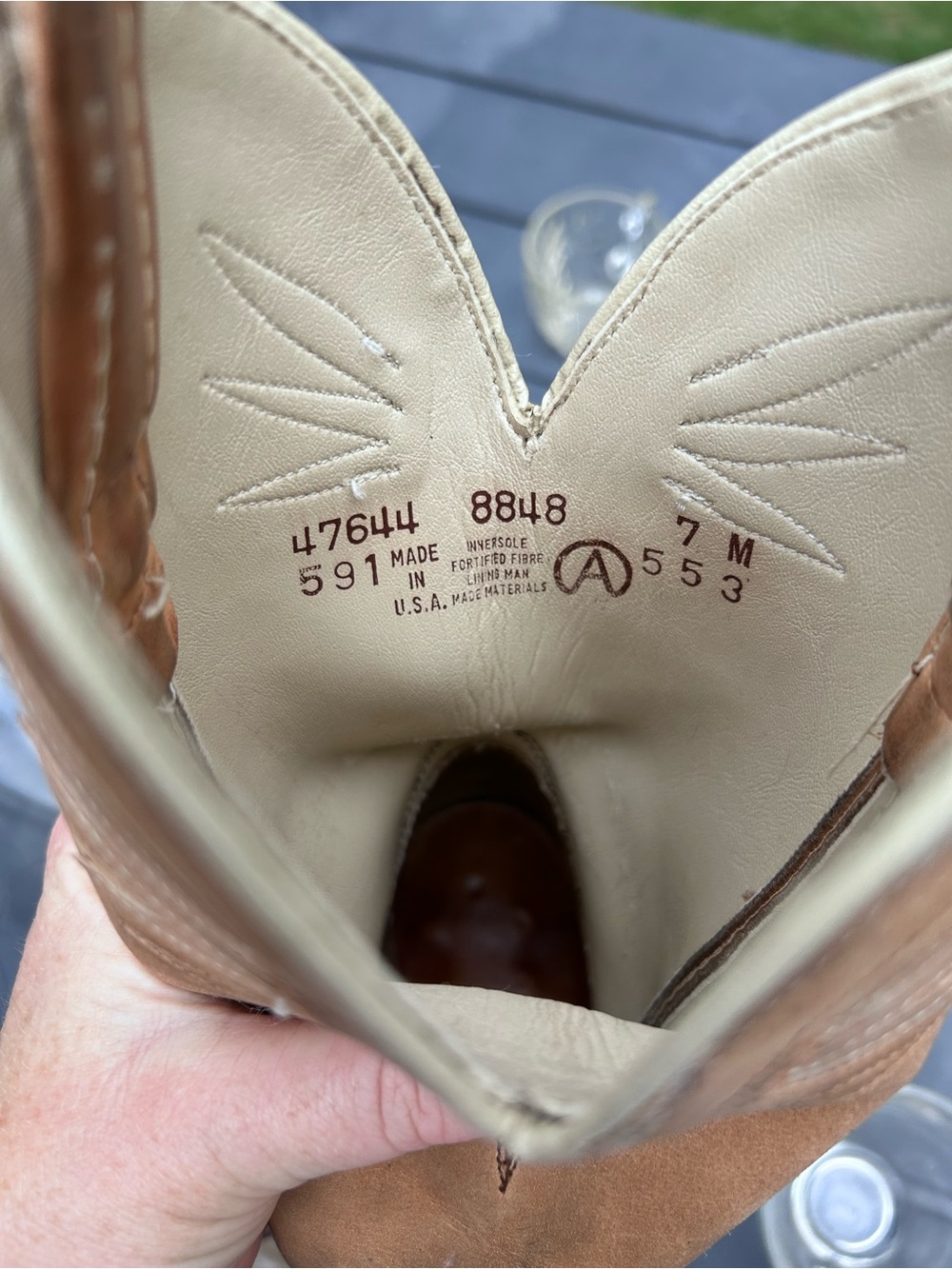 Vintage Acme USA Tan Two Tone Leather Western Cowboy Boots Women’s 7M - Picture 8 of 8